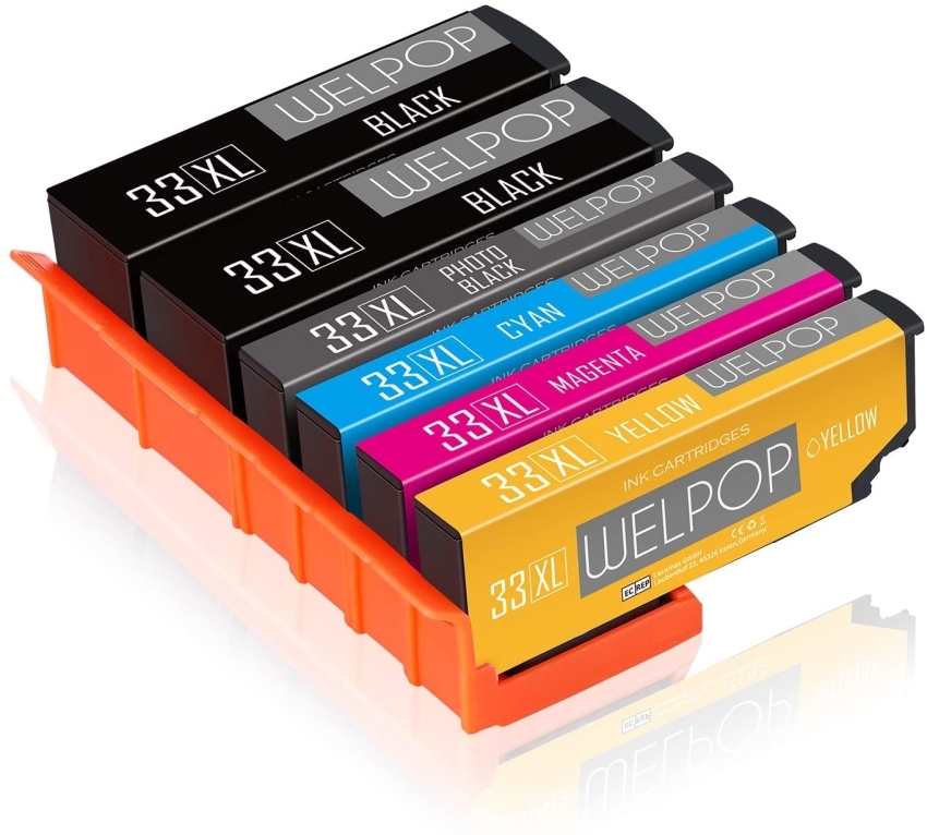 6 pack 33xl replacement for epson 33 ink cartridges