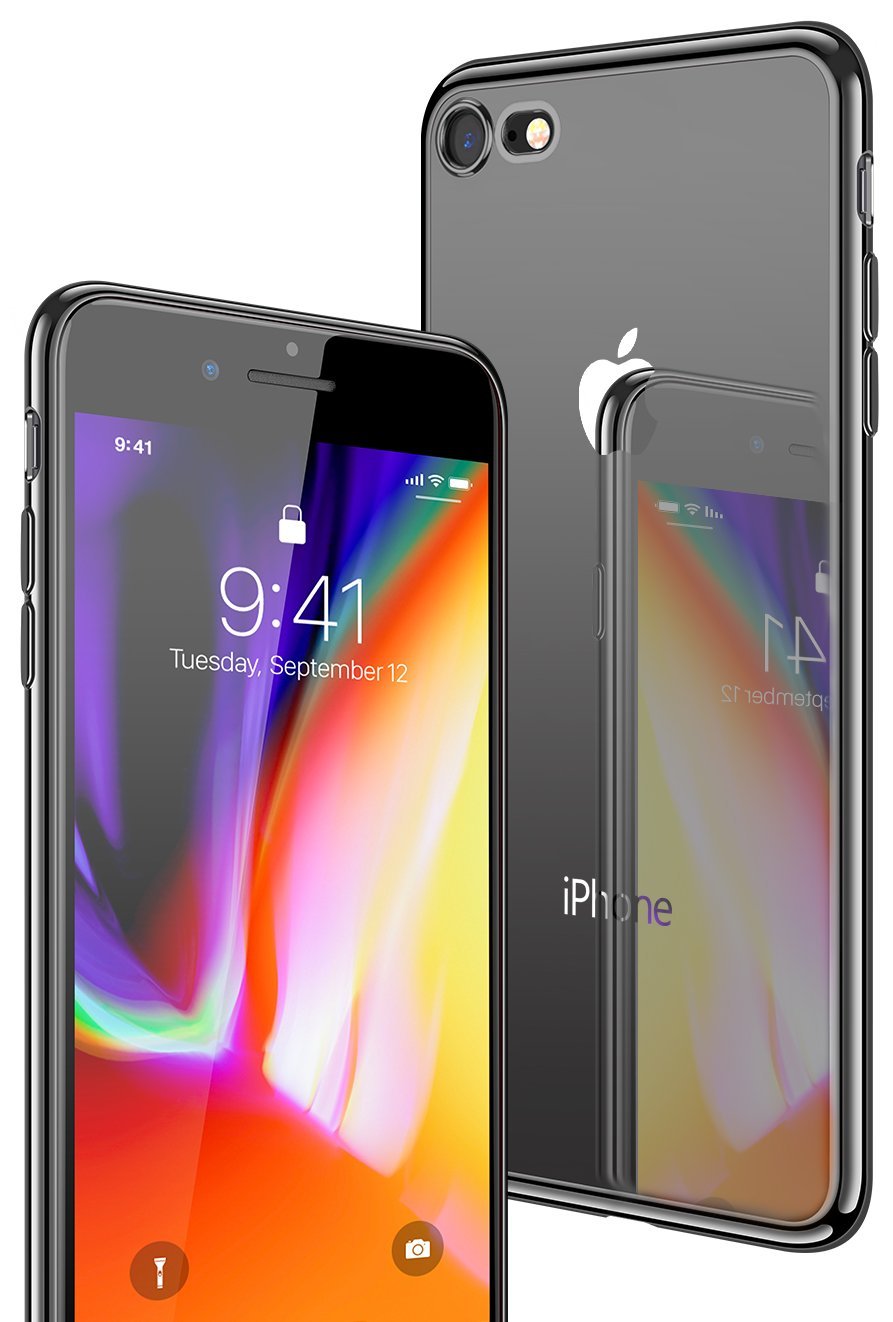 casekoo clear soft tpu silicone gel thin slim protecive bumper case cover supports wireless charging for apple iphone 8 plus iphone 7 plus black 61pyabid3vl. sl1322 .jpg