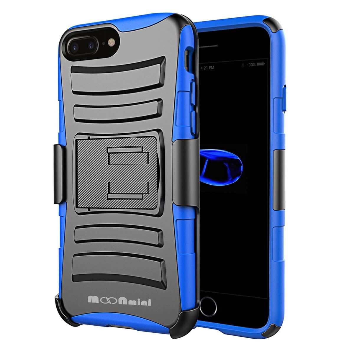 iphone 7 plus case moonmini hybrid dual layer armor defender heavy duty full body shockproof protective cover with kickstand and locking belt swivel 71jmqird9tl. sl1200 .jpg